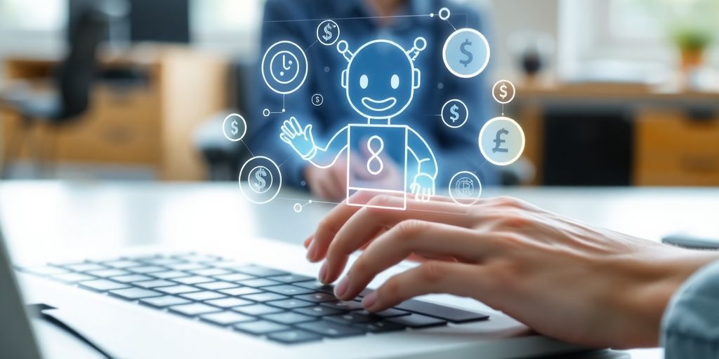 AI assisting a person with money.