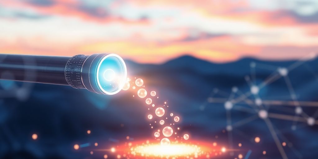 Glowing pipeline funneling leads into a digital landscape.