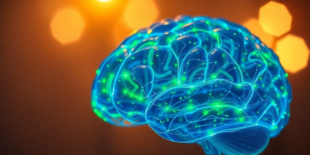 Futuristic AI brain with glowing circuits