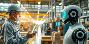 Futuristic AI technology enhancing global industries.